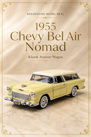 1955 Chevy Bel Air Nomad 1:24 Metal Hediyelik Nostaljik