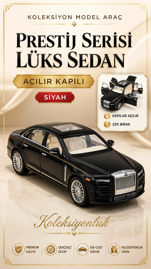 Metal Işıklı Çek-Bırak Araba - Siyah