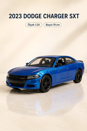 2023 Dodge Charger SXT Mavi 1:24 Ölçek 19 cm Koleksiyonluk Model Araba