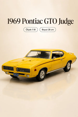 1969 Pontiac GTO Judge Sarı 1:18 Ölçek 28 cm Koleksiyonluk Model Araba