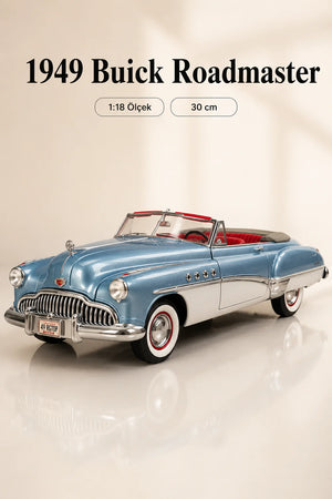 1949 Buick Roadmaster Mavi Beyaz Cabrio 1:18 Ölçek 30 cm Model Araba