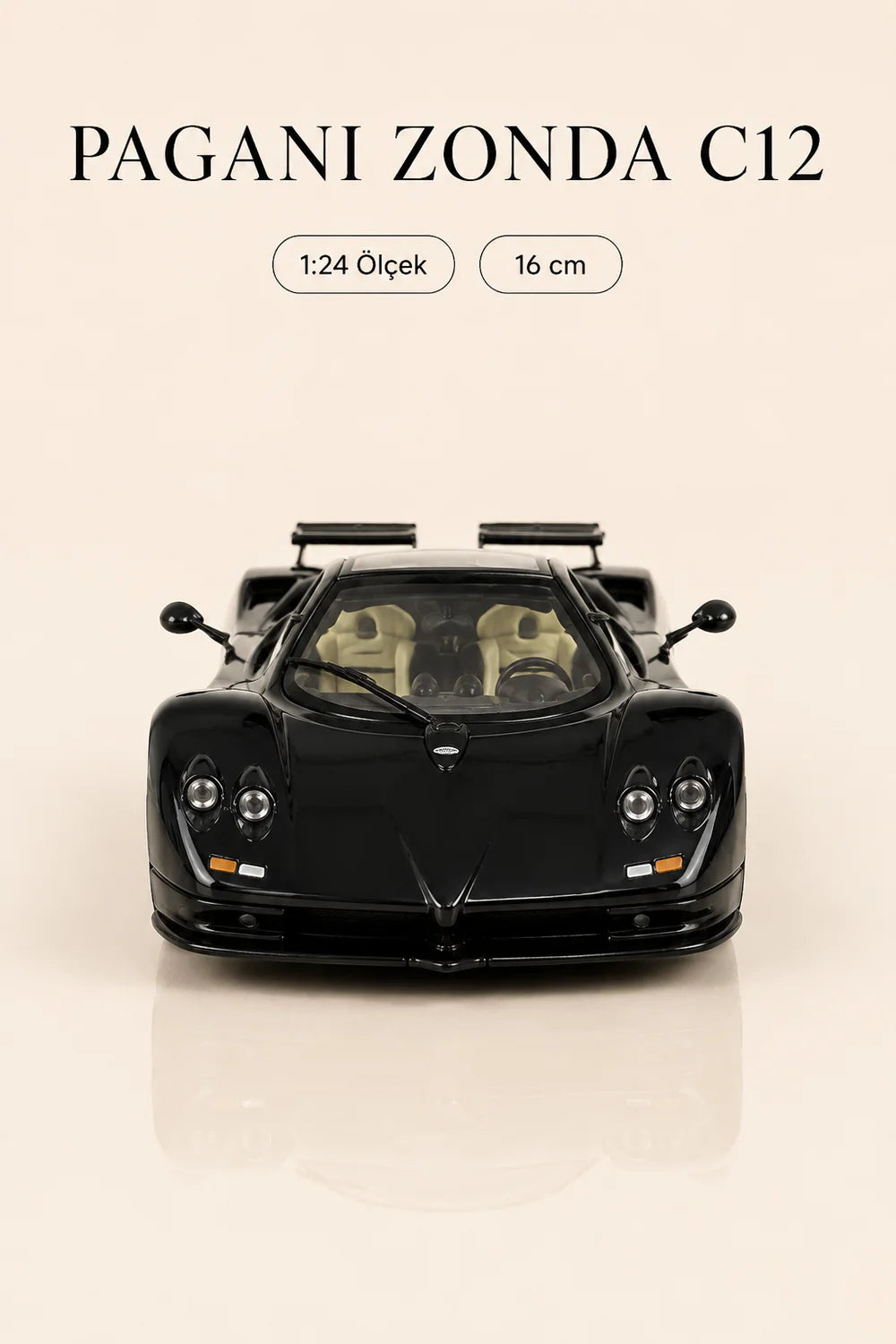 Pagani Zonda C12 Siyah 1:24 Ölçek 16 cm Koleksiyonluk Model Araba