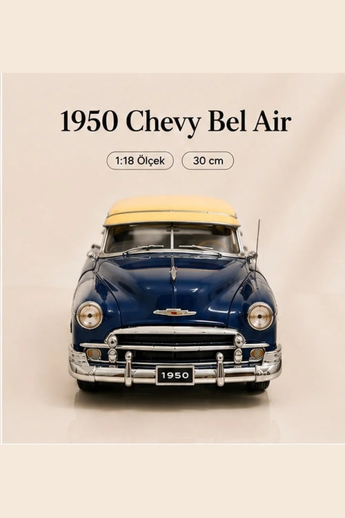 1950 Chevy Bel Air 1:18 Koyu Mavi Ölçek 30 cm Metal Die Cast Model Araba