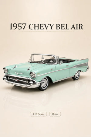 1957 Chevrolet Bel Air Mint Yeşili Cabrio 1:18 Ölçek 28 cm Model Araba