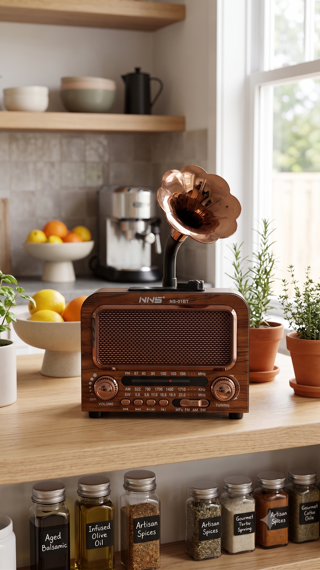 PureGifty Ahşap Tasarım Işıklı Nostaljik Bluetooth Hoparlör