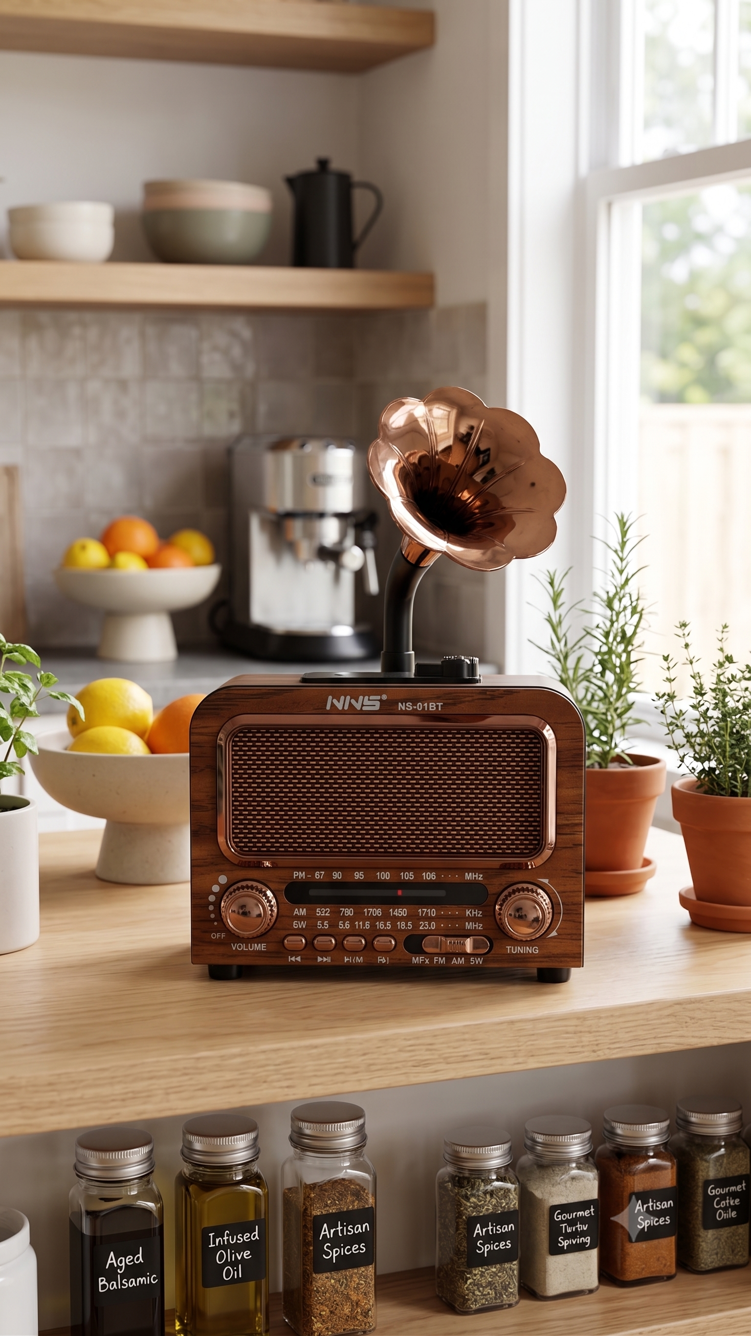 PureGifty Ahşap Tasarım Işıklı Nostaljik Bluetooth Hoparlör
