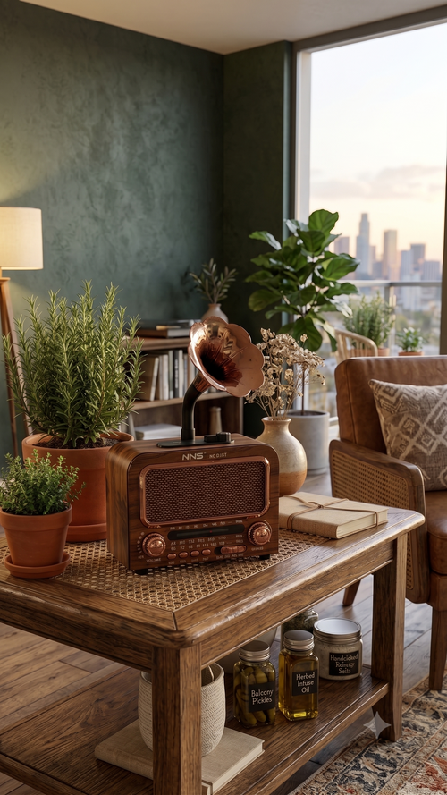 PureGifty Ahşap Tasarım Işıklı Nostaljik Bluetooth Hoparlör