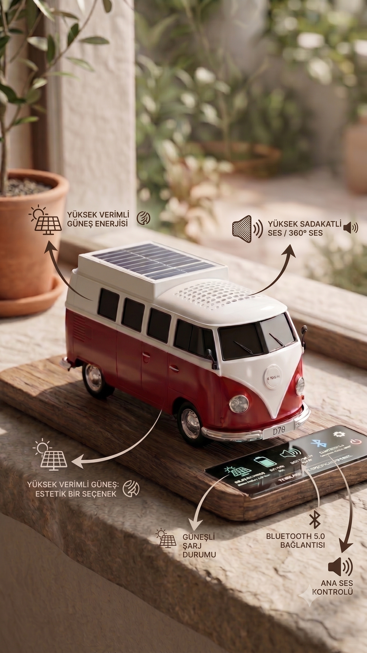 PureGifty Retro Minibüs Bluetooth Hoparlör