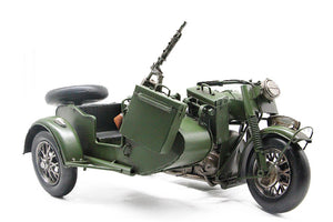 Dekoratif Metal Askerî Sidecar Motosiklet