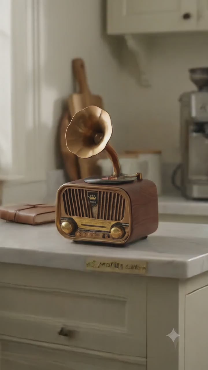 PureGifty Ahşap Tasarım Nostaljik Bluetooth Hoparlör